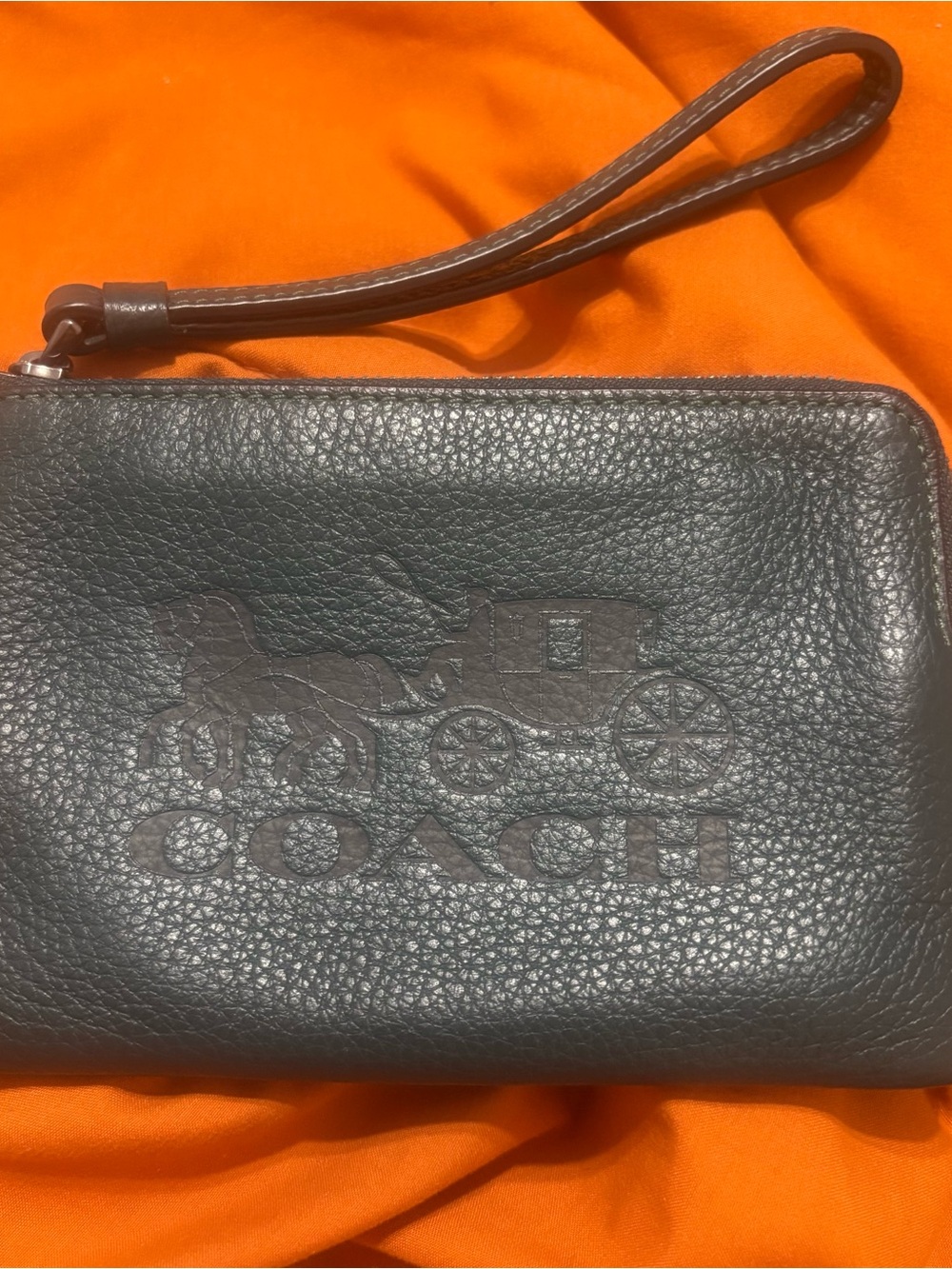 #37 Coach Teal Pebbled Leather Wristlet Embossed mCarriage Creed: J2122-C7420